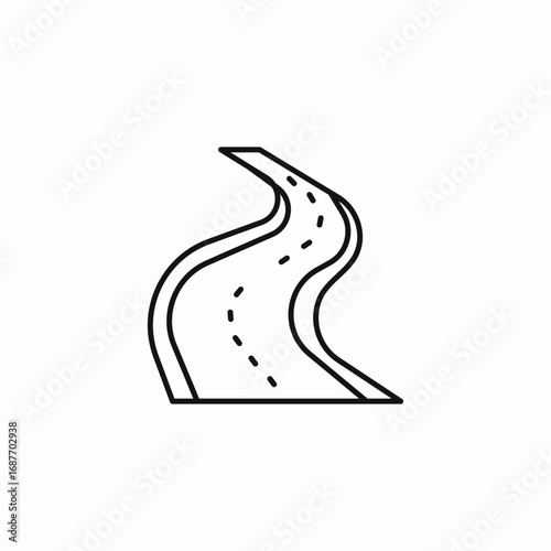 winding road outline icon sign vector