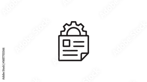 Gear on Document, Settings, Configuration, Options, Document Settings, File Configuration, Preferences, Gear Icon, Document Icon, Setup, Management, Control Panel, Interface, UI, U
