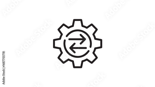 Data Transfer, Synchronization, Gear, Arrows, Process, Technology, Exchange, Integration, Settings, Options, Communication, Network, Connection, System, Workflow, Development, Engi