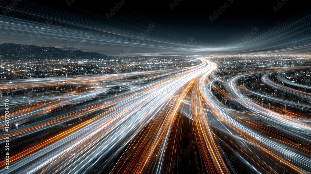 Obraz premium City highway network at night