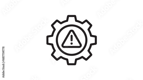 System alert warning sign inside a gear icon