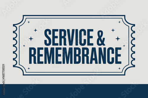 Service and remembrance text in a decorative frame with stars on a light background and dark bottom