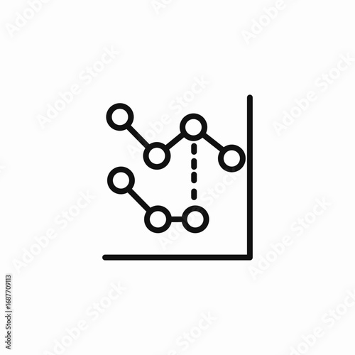 two line graphs icon sign vector