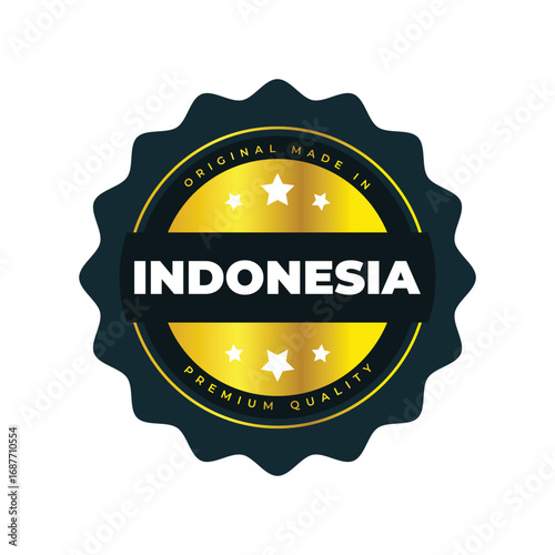 Premium Indonesia Badge Design  Gold Seal of Quality