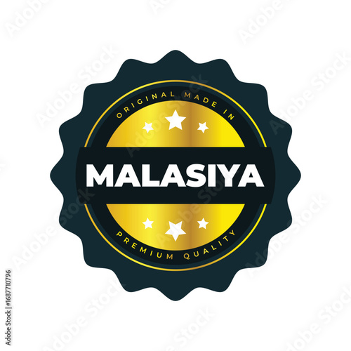 Malasiya Premium Quality Original Product Badge  Gold Label Vector Design