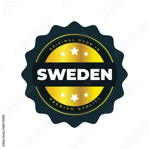 Premium Quality Made in Sweden Badge  Gold Label Design