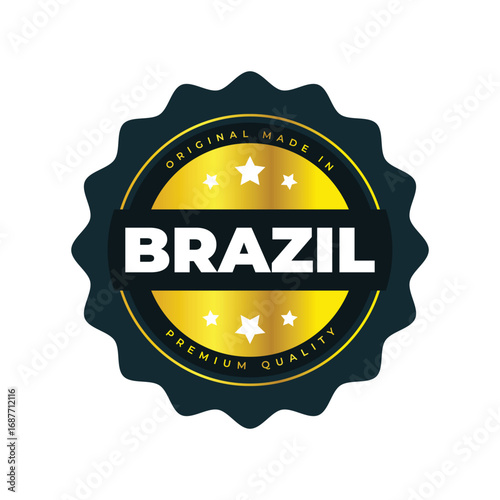 Premium Quality Brazilian Badge. Gold Label. Vector Graphic. Original Design