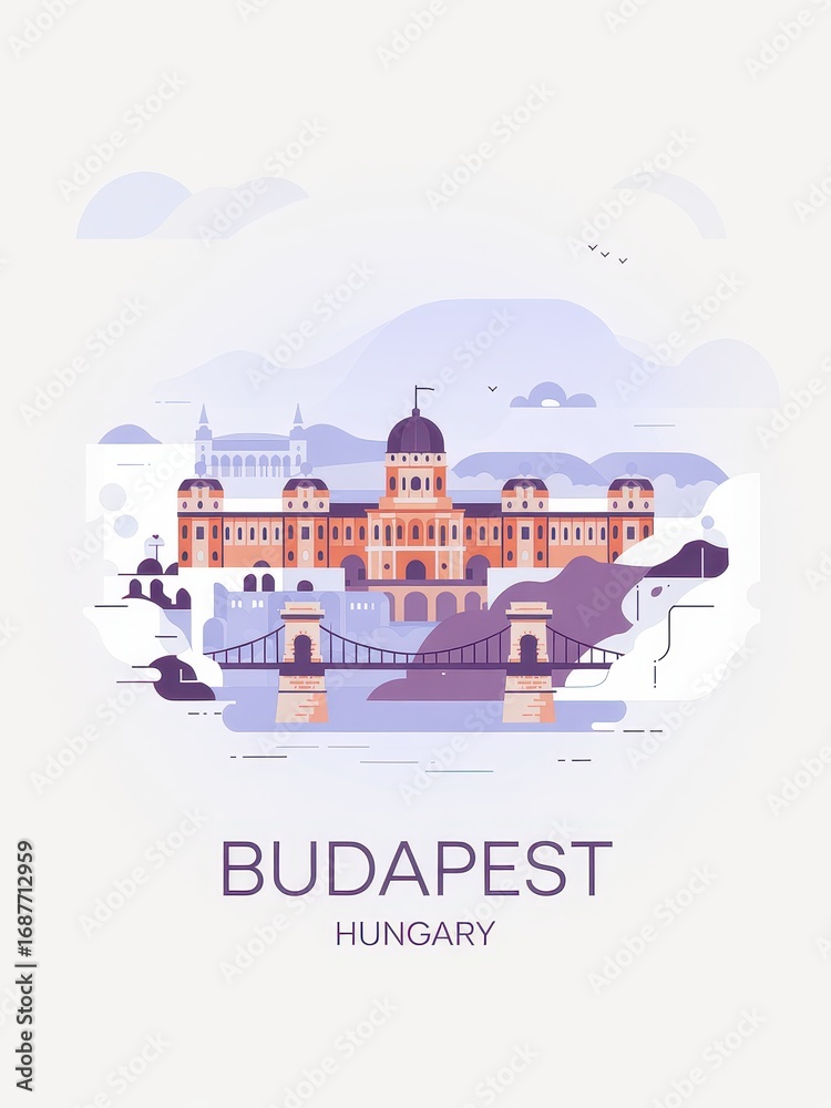 Fototapeta premium Vintage Travel Poster of Budapest Hungary 