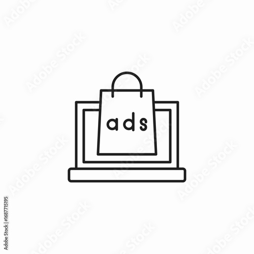 shopping ads online icon sign vector