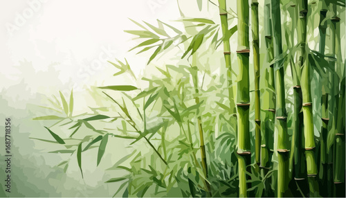 Bamboo stalks vector illustration, minimal clean flat design, white transparent background vector