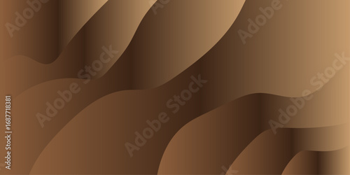 Abstract artistic brown and orange wallpaper with elegant curved lines and waves creating a golden sun pattern