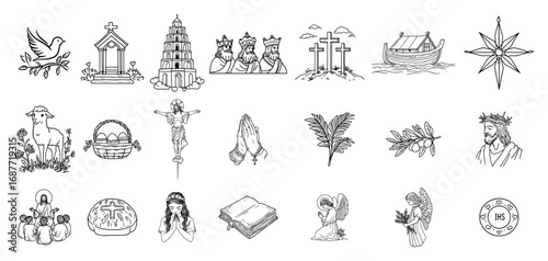 Christian faith symbol collection set vector