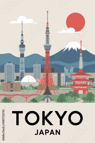 Vintage Travel Poster of Tokyo Japan  
