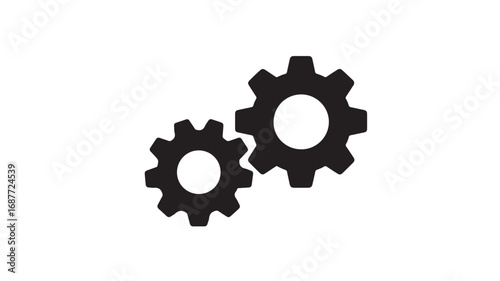 Two Interlocking Cog Gears Icon - Teamwork, Collaboration, and Engineering Concept