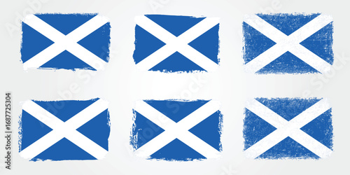 Grunge brush variations of the Scotland saltire flag