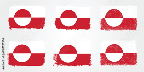 Grunge brush variations of the Greenland flag disk