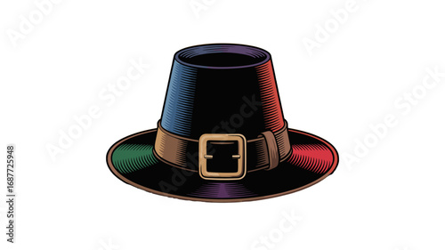 Vintage pilgrim hat illustration.