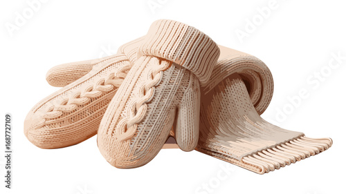 Cozy winter accessories set - mittens and scarf.