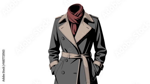 An elegant trench coat, a symbol of timeless style and sophistication.