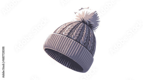 A cozy knit cap with a pom-pom, perfect for staying warm in cold weather.