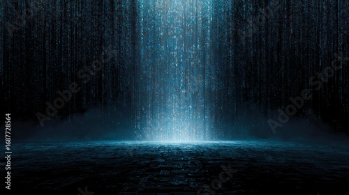 Waterfall cascade in dark woods