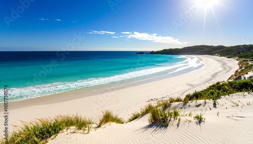 Picturesque beach scene with white sand and turquoise water