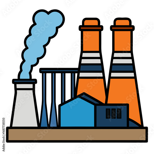 creative details thermal power station Vector Illustration