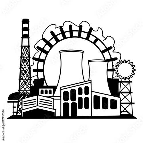 creative details thermal power station Vector Illustration