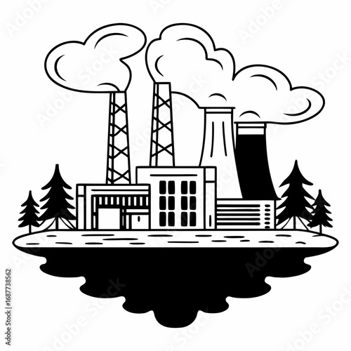 creative details thermal power station Vector Illustration