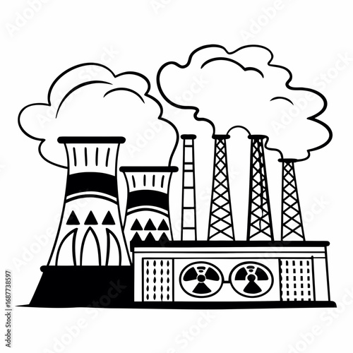 creative details thermal power station Vector Illustration