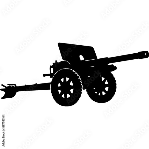 Black silhouette of field gun