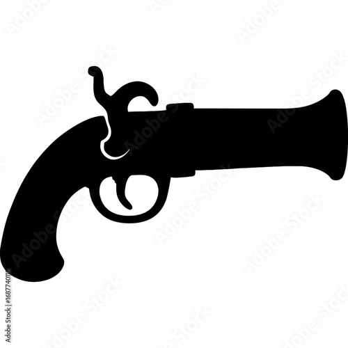 Black hand cannon silhouette on white background