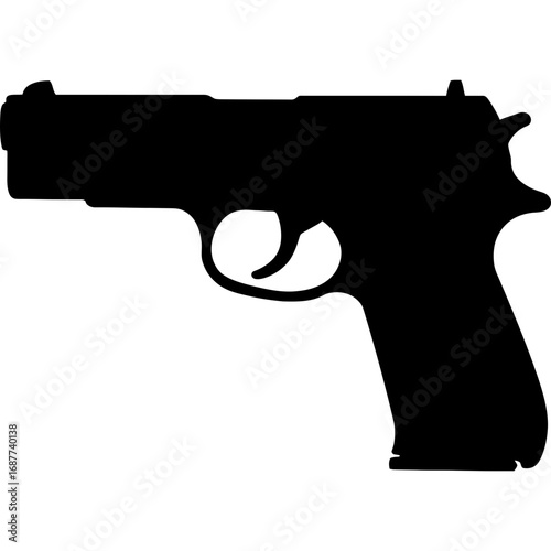Black silhouette of semi-automatic pistol
