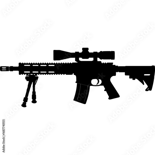 Black silhouette of designated marksman rifle