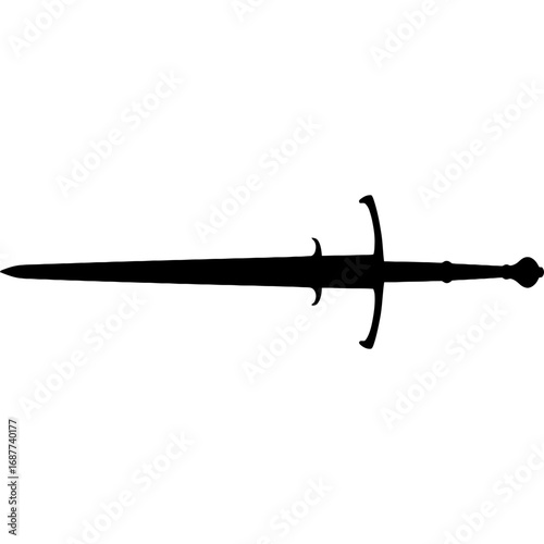 Black zweihander silhouette on white background