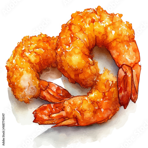 Tempura, watercolor drawing vector, isolated on a white background.