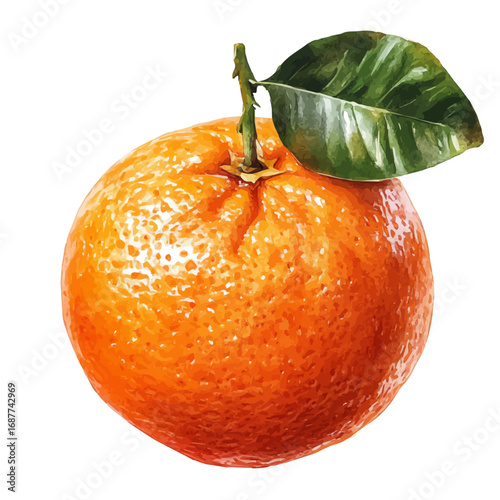 watercolor of Tangerine, vector, isolated on a white background.