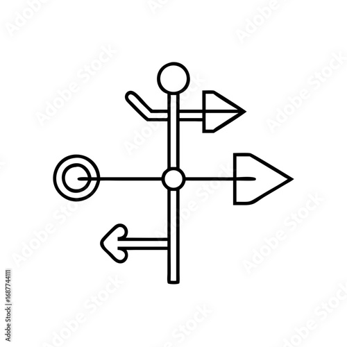Vector weather vane icon illustrating wind direction