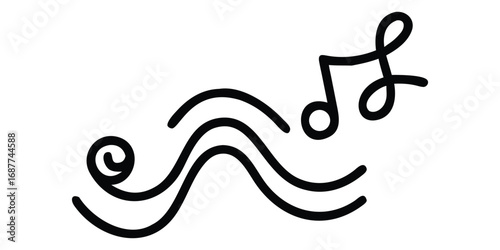 Vector illustration of a black tribal mask with a swirling floral ornament pattern
