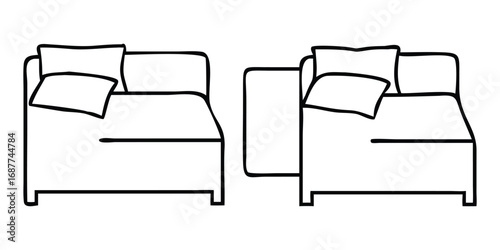 Black and white piano keys on a white background with a comfortable sofa and chair in a 3D rendered room