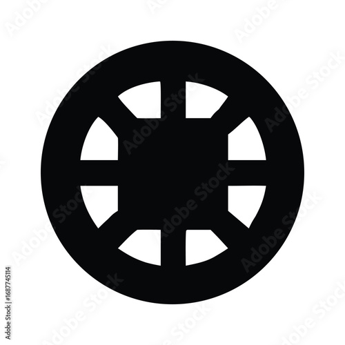 Vector icon of a car wheel rim isolated on white background