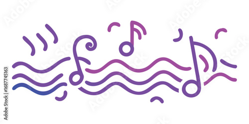 A colorful abstract vector illustration of paint splashes in a seamless pattern of music notes and hearts