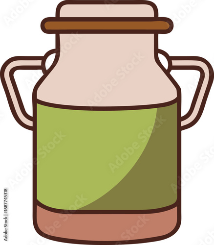 Vintage milk bottle illustration in clay jar style