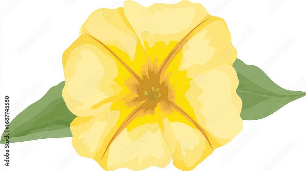 Fototapeta premium A single beautiful yellow daffodil blossom with delicate petals and a green leaf isolated on a white background captures the vibrant essence of spring nature and floral beauty
