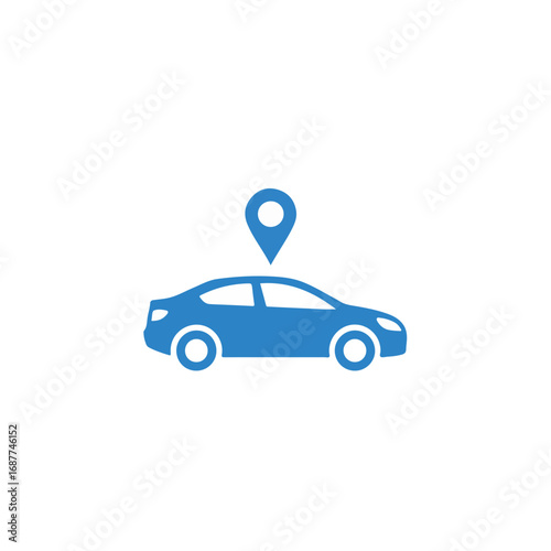 Car sharing app showing car with location pin, car sharing, and transport. Car sharing is easily available with app for rental car services. Promote car sharing as sustainable and affordable choice.