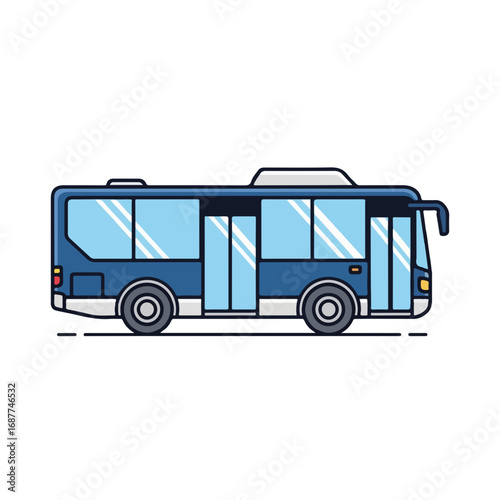 Blue urban bus isolated on white displays modern city transportation. Urban bus, modern with clean design shows contemporary commuting.