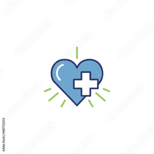 Simple heart donation graphic on white background. Heart donation represents medical aid with love and care. Use this heart donation graphic for charity concepts and social causes.