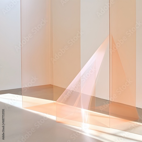 Abstract Peach Glass Panels Light Installation Modern Art