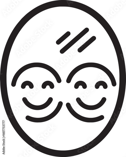 Happy face reflected in a mirror showing two happy faces