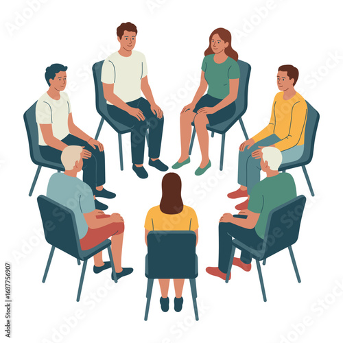 Group Therapy Support Session Illustration